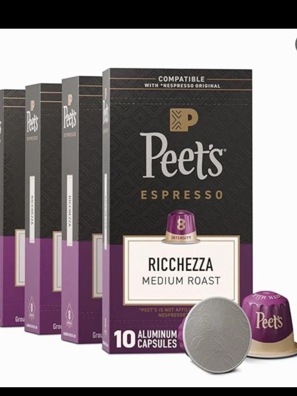 Peet's Espresso Ricchezza Medium Roast - Purple Box 50 total capsules